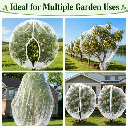 3 Pack 10x10 ft Large Fruit Tree Netting Covers with Zipper & Drawstring - size: 10x10 ft