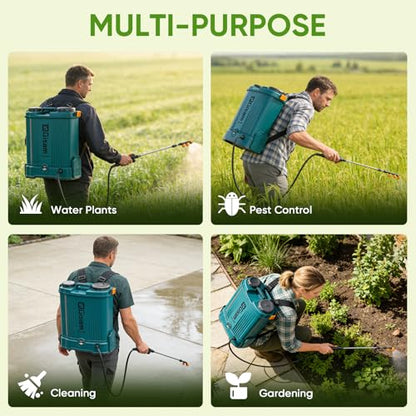 5.3 Gallon Battery Powered Backpack Sprayer,21V 2 Batteries Garden Sprayer - color: blue-03