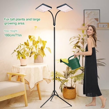 FRGROW 2Head New Stand Full Spectrum Grow Light for Indoor Large Plants - size: 2 Head-New Stand
