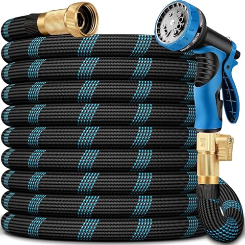 50 FT Non-Expandable Garden Hose, 2026 New Upgraded Flexible Water Hose, Ultra Lightweight Non-Expanding hoses with 10 Function Sprayer, Leak proof, Pressure Resistant for Yard, Outdoor - color: Blackblue, size: 50ft