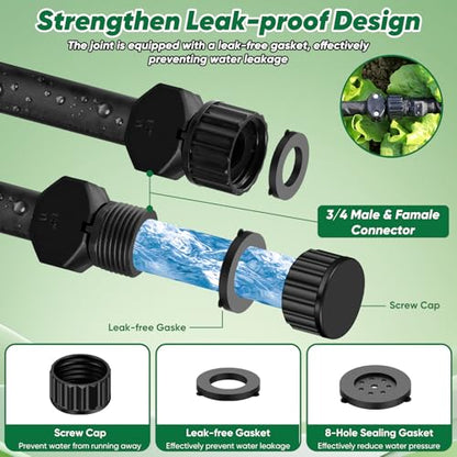 Drip Hose 50FT With Drip Irrigation System, Linkable Soaker Hoses