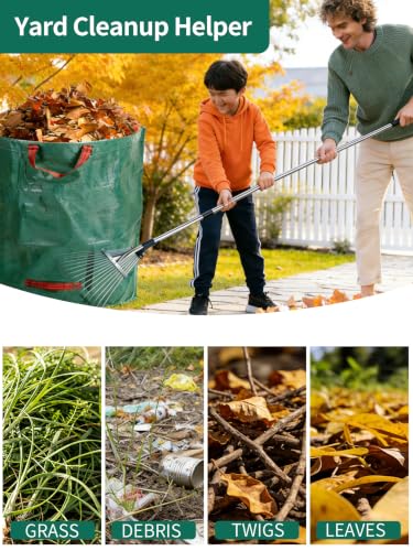 3 Pack 53Gal Tear-Resistant Reusable Yard Waste Bags with Gloves