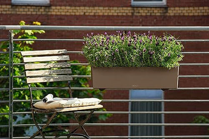 Lechuza BALCONERA Color 80 Nutmeg, Self-Watering Window Box (Railing Planter), H7.5 L31.5 W7.5 in - color: Nutmeg Matte, size: 80 cm, style: 80