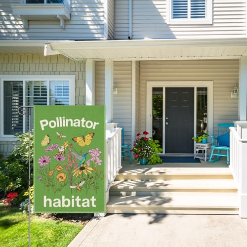 Perfectinsoy Pollinator Habitat Friendly Garden Flag 12x18 Gardener Gifts - color: Beige40