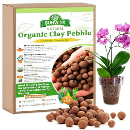 16LB Organic Leca Clay Pebbles for Plants, 4-16mm Natural Leca Ball - size: 16LB