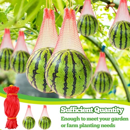50 PCS Watermelon Nets,20 Inches Melon Hammock Red Onion Mesh Bags,Reusable Cantaloupes Hanging Mesh Bag with Drawstring for Trellis Vertical Garden Growing - size: 50 PCS 20 Inches Watermelon Nets