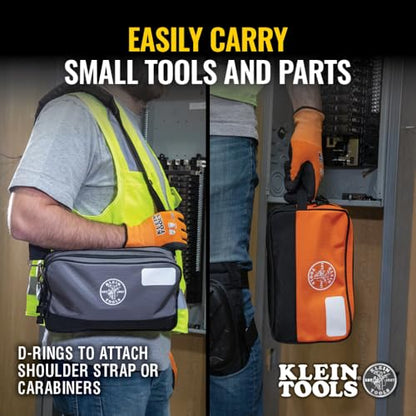 Klein Tools Tool Pouch, Dual Compartments, Heavy-Duty Tool Bag Organizer, Multipurpose Bag - size: 2-Pack