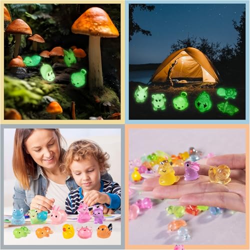 60 Pcs Mini Resin Animals, Glow in The Dark Tiny Animal Figurines - color: 60p-luminous Animals