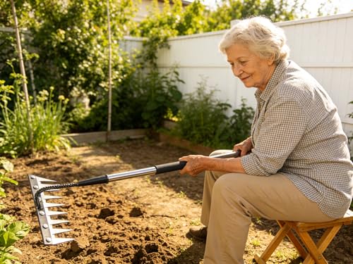 Weed Puller Tool with Stainless Steel Long Handle,Heavy Duty Rake Garden