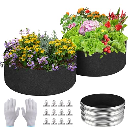 2 Sets 2x2x 1 ft Raised Garden Bed Liner Bag,Plants Grow Bed Fabric Liners - color: Circular
