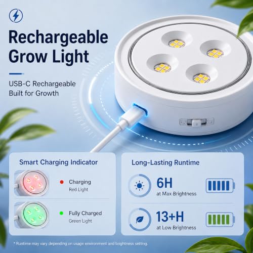 3 Pack Rechargeable Grow Light for Indoor Plants, Cordless Plant Lights
