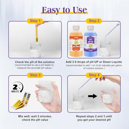 YINMIK General Hydroponic pH Up Down Liquid, pH Control kit Adjust pH Level - color: Orange Blue pH Up Down
