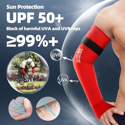 Schwer 18in AIR-SKIN A6 Cut Resistant Arm Sleeves for Gardening, S906 - color: Red, size: 18 In-1 Pair