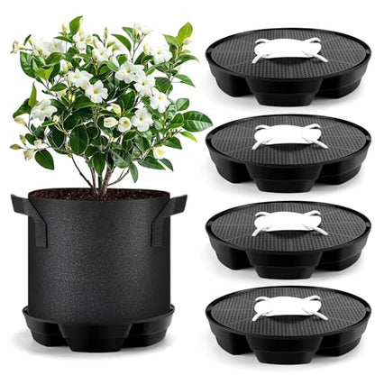 MultiOutools 4 Pack Self Watering Pot Base with 5 Gallon Fabric Grow Bag