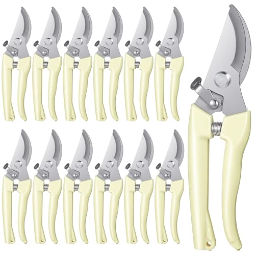 12 Pcs Floral Shears, Stainless Steel Pruning Shears Sharp Handheld Garden Shear Heavy Duty Plant Scissors for Trimming Plants, Cutting Flowers, Yard Gardening