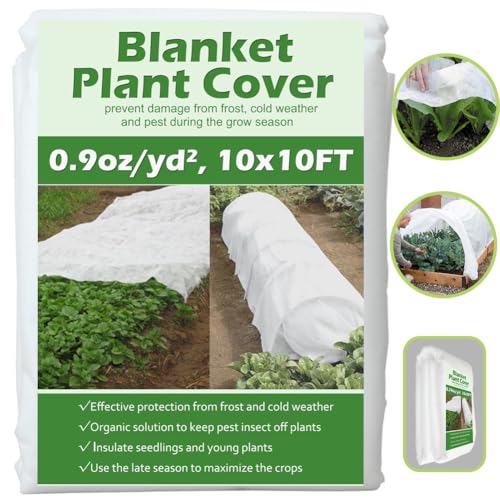 Plant Covers Freeze Protection 10 ft x 10 ft Floating Row Cover 0.9oz/yd² Garden Fabric Plant Cover for Winter Frost/Sun Pest Protection (10FT X 10FT) - size: 10'x10'-rectangle