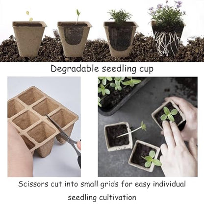 144 Cells Seed Starter Pots, 12 Pcs Biodegradable Seedling Peat Pots - size: 144 Cells-12 Pcs