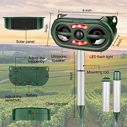 Solar Deer Repellent Devices with Motion Sensor, Ultrasonic Sound and LED