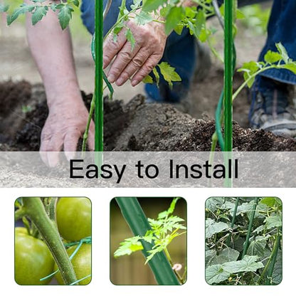 Garden Stakes 4ft, Metal Plant Stakes 4 Feet for Gardening and Farm, 48" Plastic Coated Plant Support for Tomato, Cucumber, Bean, Flower, Potted and More Climbing Plants - size: 4ft, pack of 20