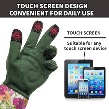 Thornproof Rose&Cactus Gardening Gloves,Gauntlet Garden Glove,Gifts - color: Green Rose, size: Medium