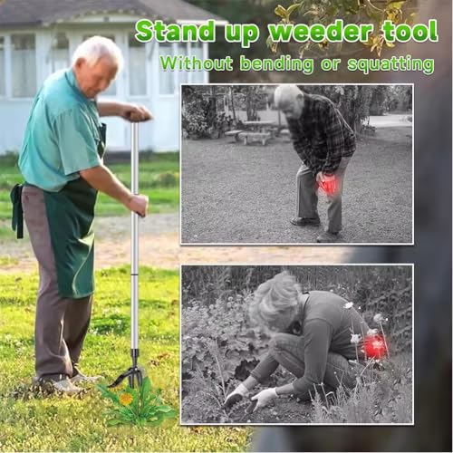 Hardness Weed Pulling Tool,Manual Stand Up Weed Puller Tool Head Replacement,4-Claw Steel Head Design US