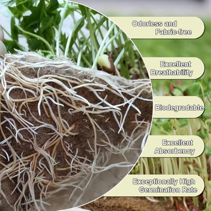 1 Roll 10" x 120" Microgreens Growing Trays Jute Mat Kits, Hydroponic Planting Mat & Seed Germination Pad for Wheatgrass, Bean Sprouts, Hydroponic Seed Growing | Works with Growing Trays - size: 10x120