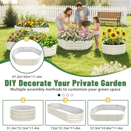 48" Diagonal,17" Tall Steel Hexagon Raised Garden Bed/ Planter Box White - color: Cream White, size: 4FT X 1FT