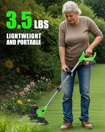 Cordless Weed Wacker, Electric Weed Eater with 21V 2 Batteries