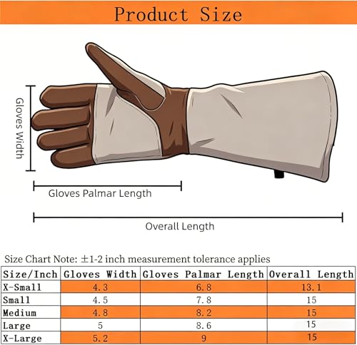 Welding Gloves -Long Sleeve Fireproof and Heat Resistant 15IN M - color: Brown 1 Pair, size: Medium