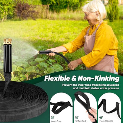 Toolasin Garden Hose 50 FT, Non-Expanding, Lightweight Water Hose with 3/4" - color: Black