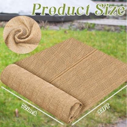 Buryeah 1 Pack 72 Inch X 33 ft Burlap Fabrics Roll Natural Jute Garden - size: 72 Inch x 33 ft
