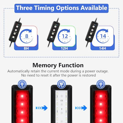 fishkeeper Clip On Aquarium Light, 24/7 Mode Fish Tank Light with Timer - size: For 7.87-12.99 inch Fish Tanks