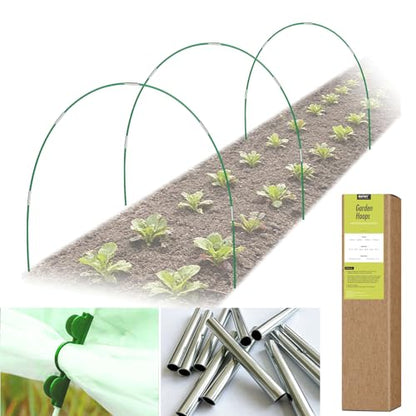 RIFNY 18 PCS Garden Hoops for Raised Beds, Greenhouse Hoops Kit Long Grow Tunnel for Row Cover, Rust-Free Fiberglass Garden Support Poles for Insect Mesh Netting Freeze Plant Cover (Green) - style: 18Pcs-Green-0.28" Dia