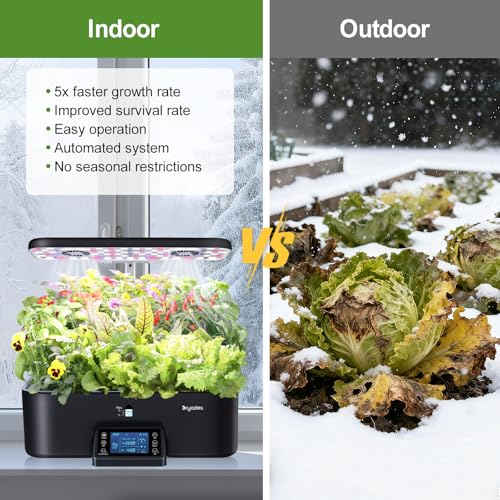 17-Pods Hydroponic Growing System with Dual Fans 24W Full-Spectrum Grow Light & Smart Control Panel for Indoor Gardening for Vegetables Herbs