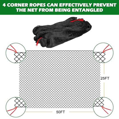BSTPCOO Bird Netting for Chicken Coop 25x50ft, Poultry Netting, 2" Mesh - size: 25'×50'-2''