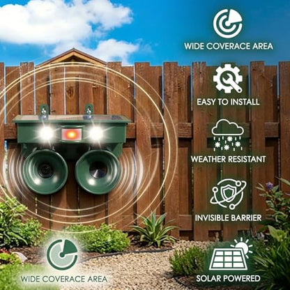 Solar Bird Repeller Outdoor, Woodpecker Deterrent Device for Patio