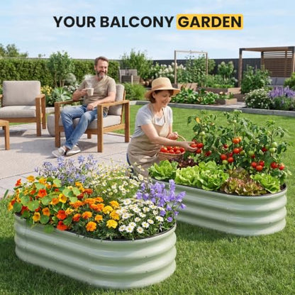 Galvanized Raised Garden Bed Outdoor, 4x2x1FT Planter Box, PeaGreen - color: Pea Green, size: 4x2x1ft (1 PC)