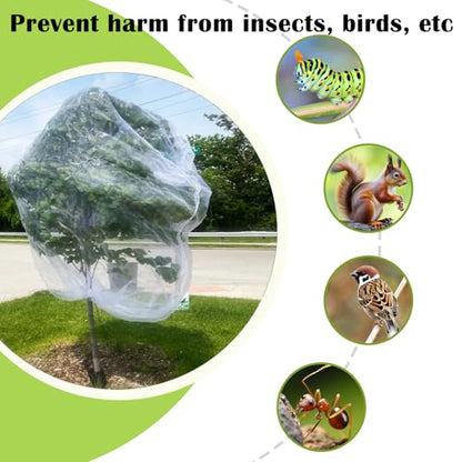 12'x12' Large Fruit Tree Netting with Zipper - Protects Fruit from Squirrels, Birds & Pests, Heavy-Duty Tree Covers for Fruit Trees (White)