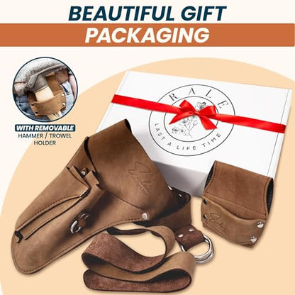 Leather Garden Utility Belt for Women - Florist Tool Holster, Gardening Apron - Gift Box Included, Hammer Holder - size: Right