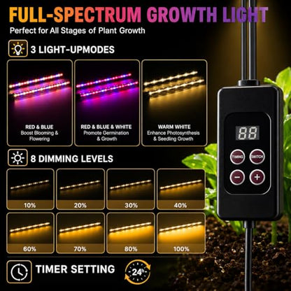 40 Cells Seed Starter Tray with Grow Light + Integrated Heating