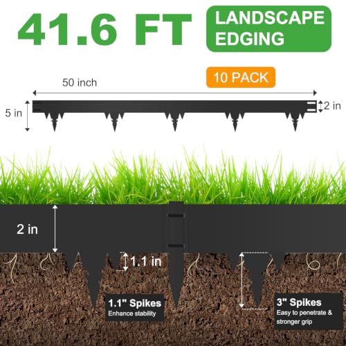 41.6FT Metal Landscape Edging, 10-Pack 50"L x 5"H Rust-Proof Border - color: 5In Tall, size: 10 Pack