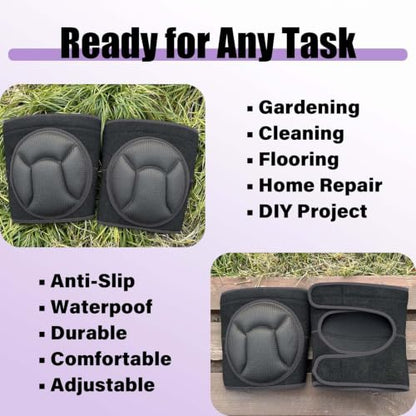 Adjustable Knee Pads with Soft Foam for Gardening, Men Women, Black M - color: Black, size: Medium