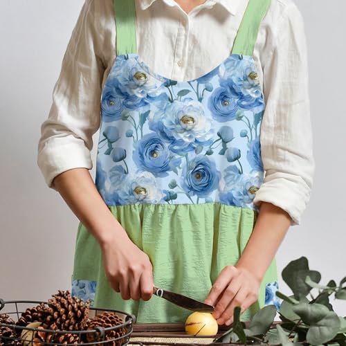 Cotton Linen Apron Cross Back Apron for Women with Pockets Pinafore Dress - color: 2 Pack-white+yellow