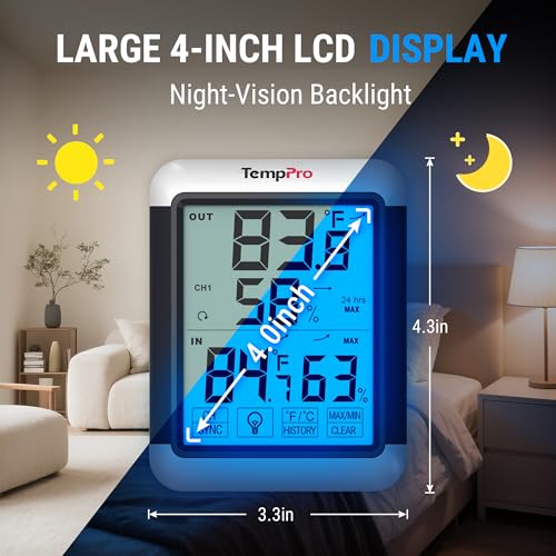 TempPro TempAir Indoor Outdoor Thermometer Digital Wireless Hygrometer - size: In-Outdoor