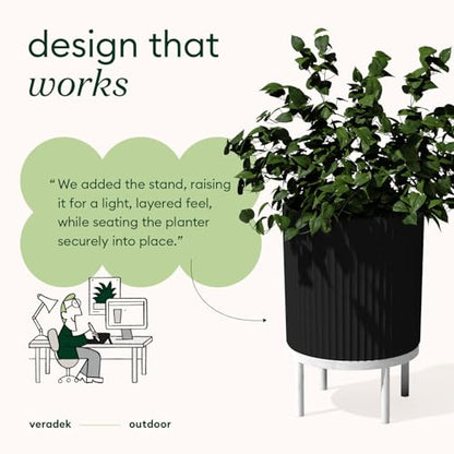 Veradek Demi Series Raised Planter - Round Planter with Stand - color: Black/White, size: 16 inch - 2 Pack