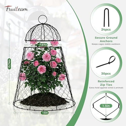 FRUITEAM 12Pcs Wire Plant Covers, 13×15.74in Large Plant Protectors from Animals, Chicken Wire Cloche Plant Cages for Outdoor Plants, Vegetables - size: 12 Pcs