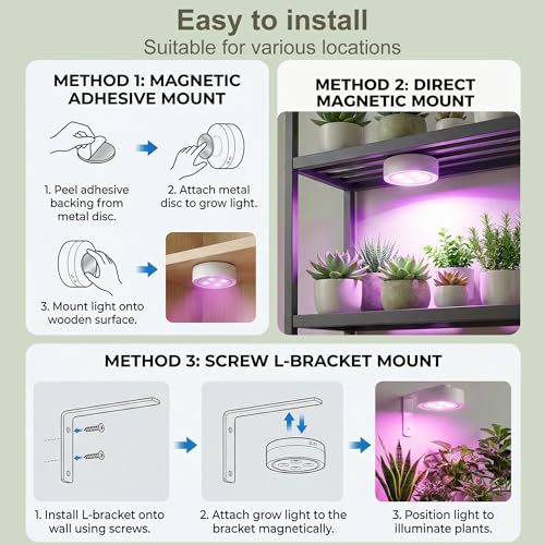 3 Pack Rechargeable Grow Light for Indoor Plants, Cordless Plant Lights