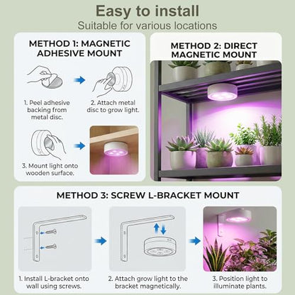 3 Pack Rechargeable Grow Light for Indoor Plants, Cordless Plant Lights