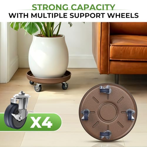 Plant Caddy With Wheels 12" Metal Plant Saucers for Indoors 310 Lb Capacity - size: 2 PACK 12.12 INCH