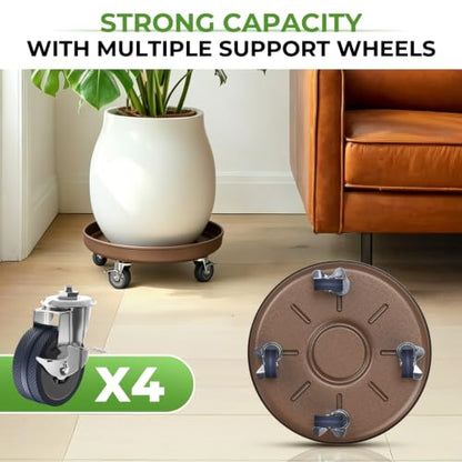 Plant Caddy With Wheels 12" Metal Plant Saucers for Indoors 310 Lb Capacity - size: 2 PACK 12.12 INCH